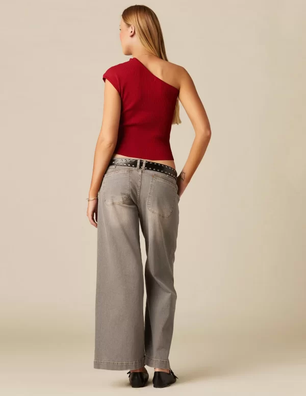 NÍCOLI PANTALÓN LOW WAIST DOBLE BOTÓN GRIS< Denim | Pantalones
