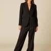 NÍCOLI PANTALÓN NEGRO RAYA BRILLO< Pantalones