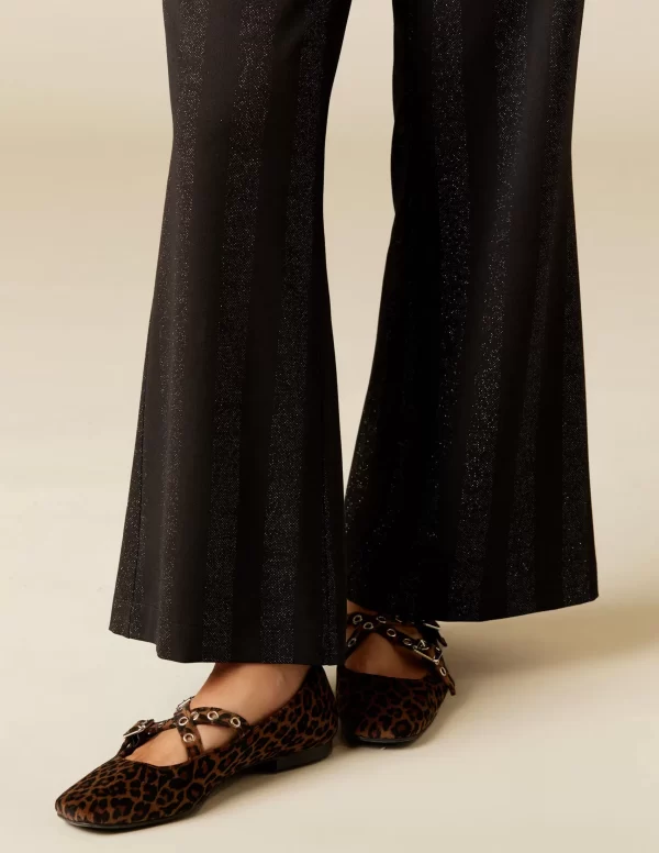NÍCOLI PANTALÓN NEGRO RAYA BRILLO< Pantalones