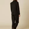 NÍCOLI PANTALÓN NEGRO RAYA BRILLO< Pantalones