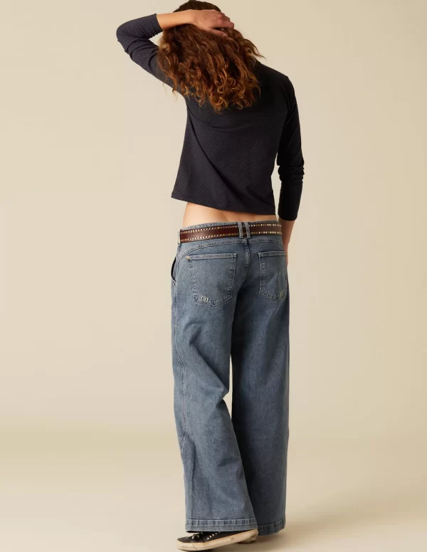 NÍCOLI PANTALÓN NN BORDADO AZUL< Denim | Pantalones