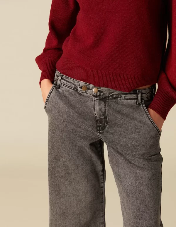 NÍCOLI PANTALÓN NN BORDADO GRIS< Denim | Pantalones