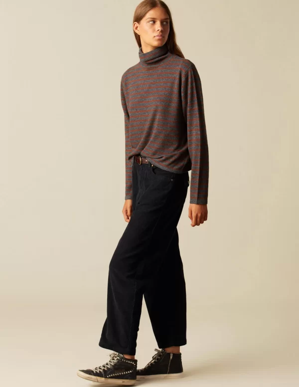 NÍCOLI PANTALÓN PANA AZUL ZIG ZAG< Pantalones