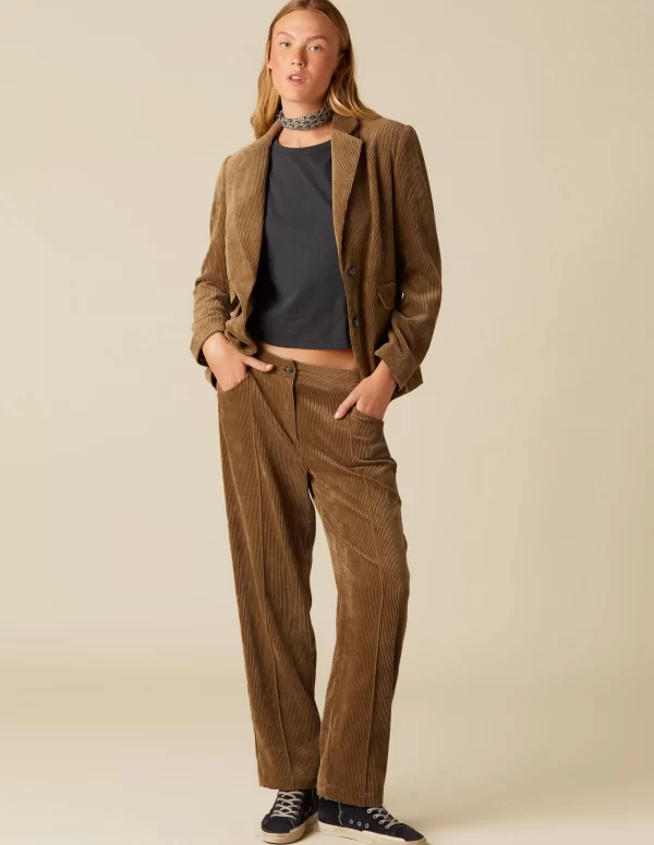 NÍCOLI PANTALÓN PANA CORTE MARRÓN< Pantalones