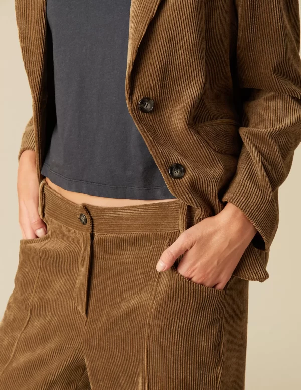 NÍCOLI PANTALÓN PANA CORTE MARRÓN< Pantalones