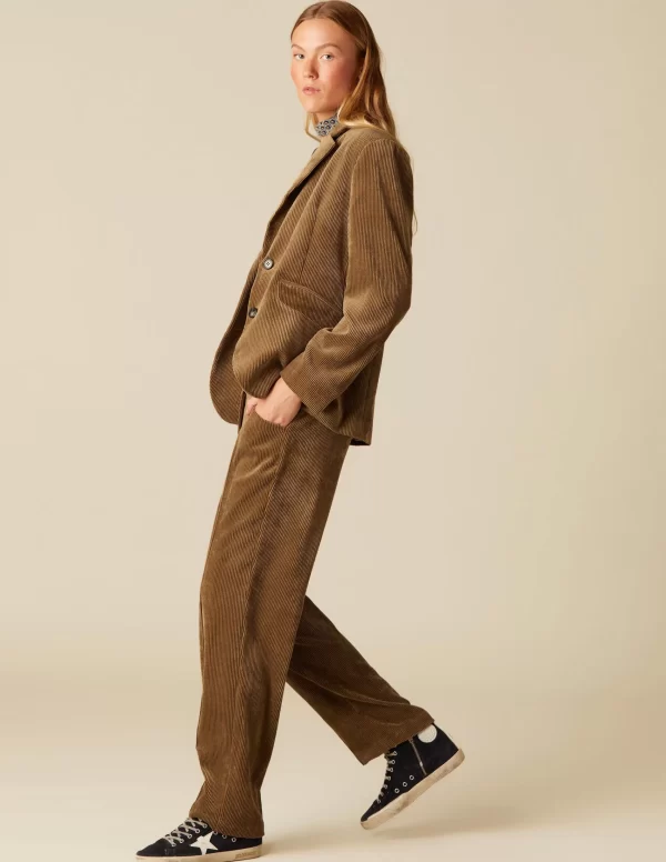 NÍCOLI PANTALÓN PANA CORTE MARRÓN< Pantalones