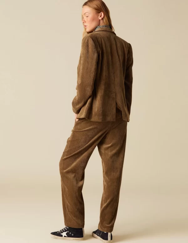 NÍCOLI PANTALÓN PANA CORTE MARRÓN< Pantalones