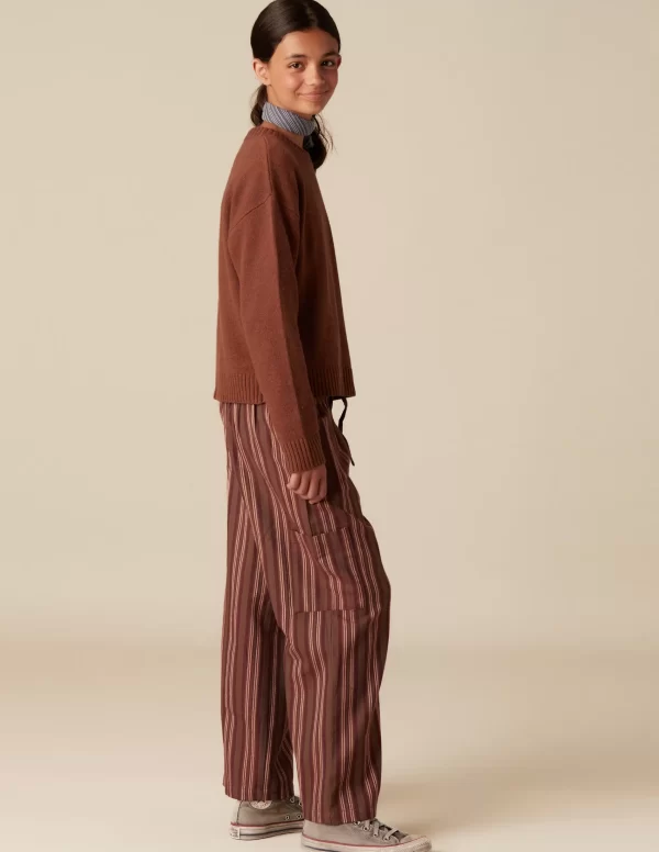 NÍCOLI PANTALÓN RAYA MARRÓN< Pantalones