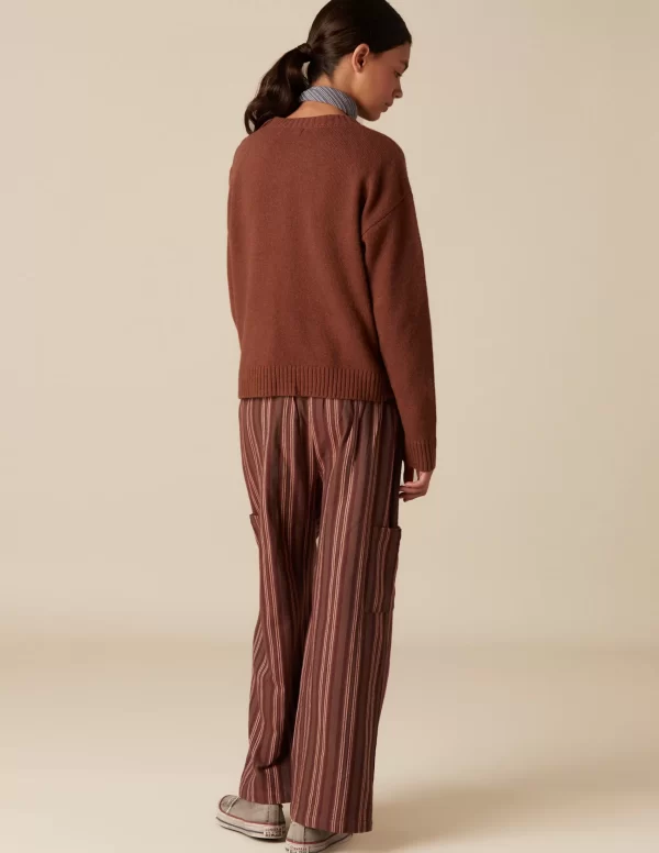 NÍCOLI PANTALÓN RAYA MARRÓN< Pantalones