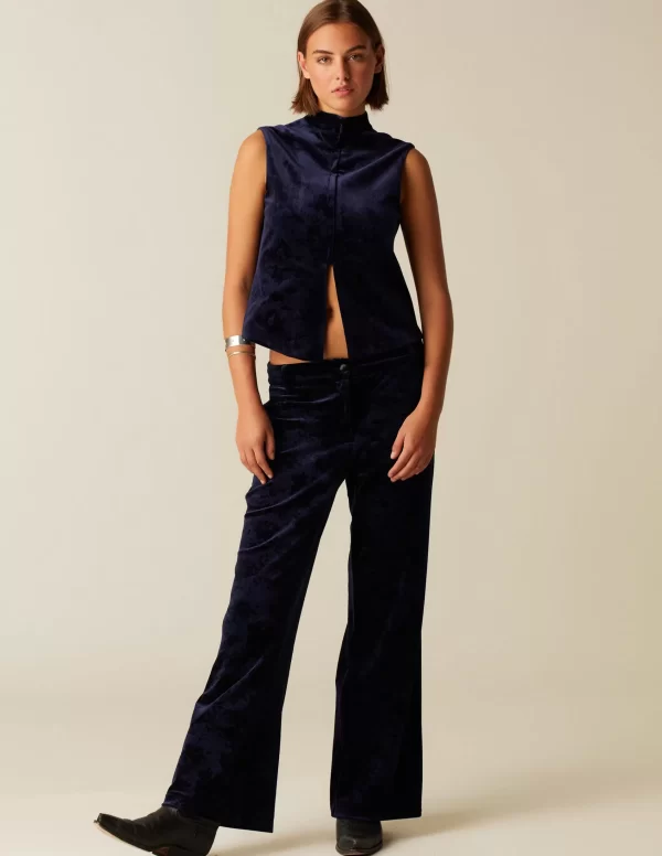 NÍCOLI PANTALÓN TERCIOPELO AZUL< Pantalones