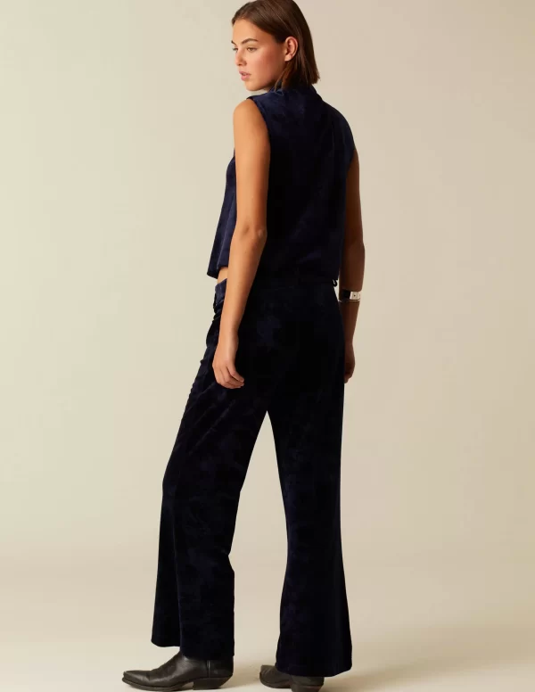 NÍCOLI PANTALÓN TERCIOPELO AZUL< Pantalones
