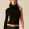 NÍCOLI TOP ASIMéTRICO CUELLO VUELTO NEGRO< Tops