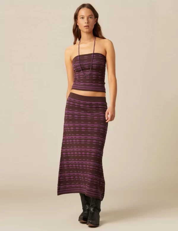 NÍCOLI TOP BICOLOR MARRÓN Y< Tops | Punto