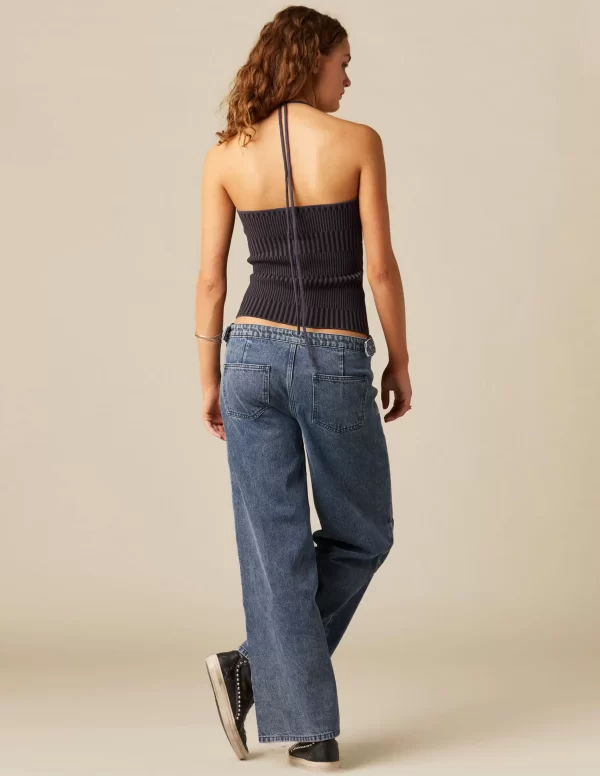 NÍCOLI TOP TIRANTES NEGRO Y AZUL CANALé< Tops