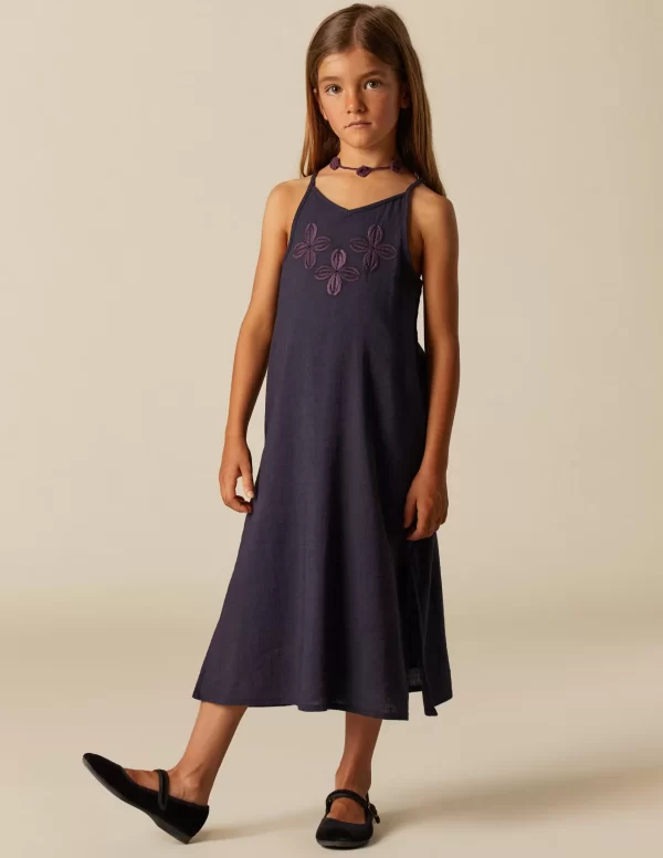 NÍCOLI VESTIDO AZUL TIRANTES BORDADO< Vestidos