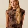 NÍCOLI VESTIDO FLOR TULLE MARRÓN< Vestidos